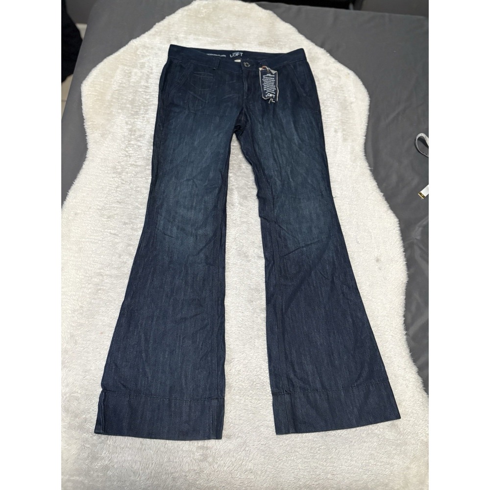 New Ann‎ Taylor Loft Modern Flare Womens Blue Denim Jeans Size 10 34x34